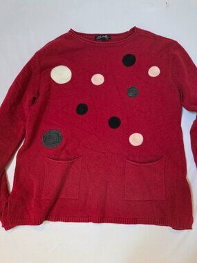 Charlie B Red Polka Dot Sweater - Size P/S